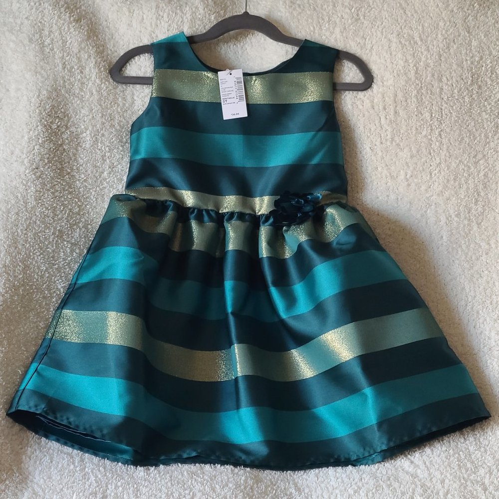 Children’s Place  Girls Metallic Striped Jacquard Fit And Flare Dress - 5T (NWT)